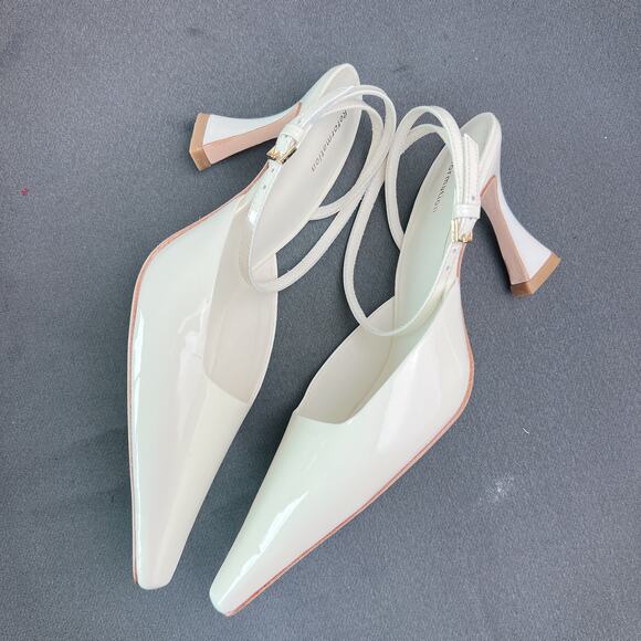 Reformation Natasha White Patent Slingback Pumps Sz 7 - Picture 5 of 5